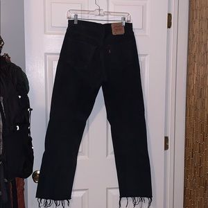 Dark Colored Levi’s Frayed jeans